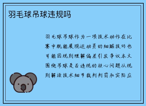 羽毛球吊球违规吗