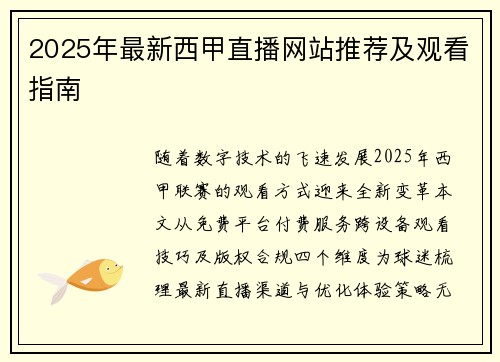 2025年最新西甲直播网站推荐及观看指南